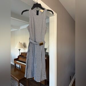Michael Kors Vintage-Style Black and White Gingham Sleeveless Dress